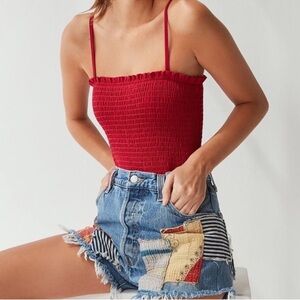 Out From Under Urban Outfitters - Red Smocked Bodysuit